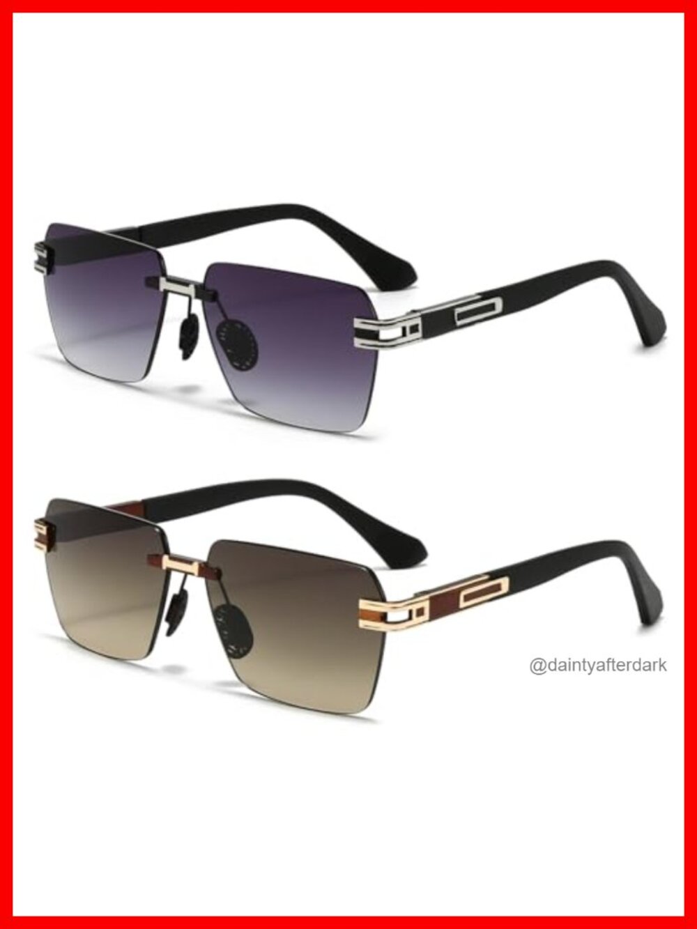 Rimless Rectangle Sunglasses Square Frameless Shades UV Protection